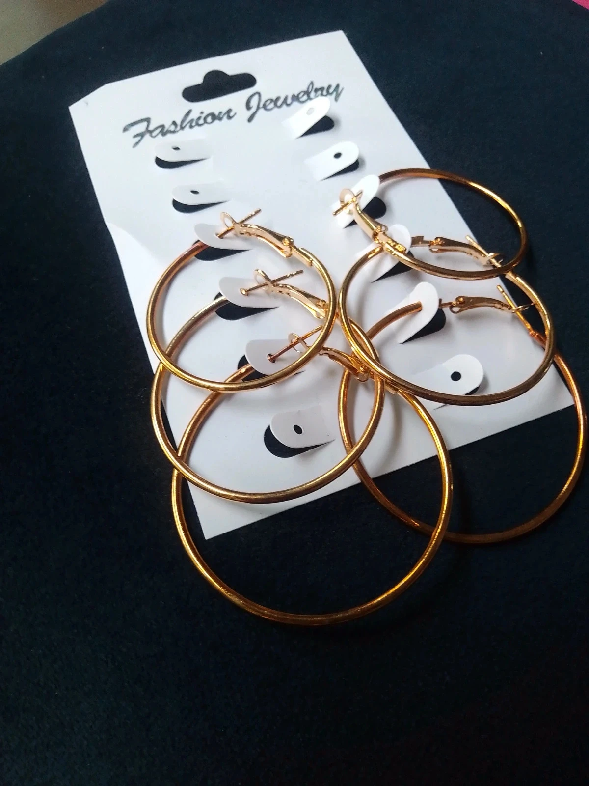 Lot de 3 paires de créoles dorées – photo 2